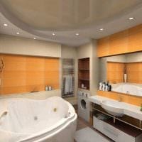 רעיון של פנים חדר אמבטיה בהיר עם צילום אמבטיה פינתי