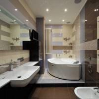 опция за красив интериор на баня с ъглова вана снимка