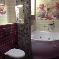 идеята за ярък дизайн на баня със снимка за ъглова вана