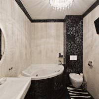 רעיון של סגנון בהיר של חדר אמבטיה עם צילום אמבטיה פינתי