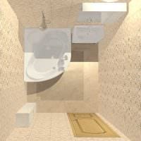 vaihtoehto epätavalliseen kylpyhuoneen sisustukseen, jossa on kulmakylpykuva
