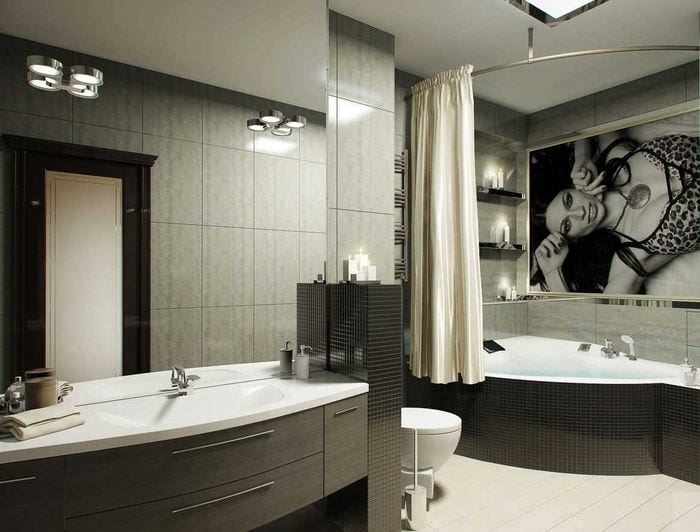 идеята за красив интериор на банята с ъглова вана