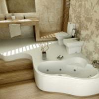 ideen om et vakkert baderomsdesign med et hjørnebadfoto