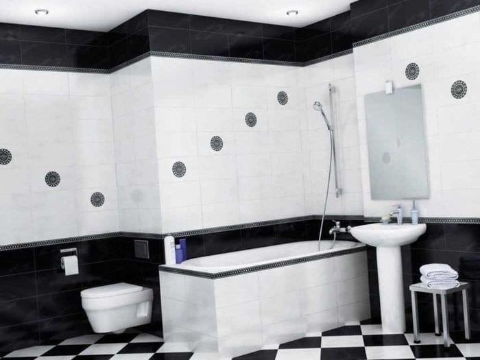 η ιδέα ενός ασυνήθιστου σχεδιασμού μπάνιου σε ασπρόμαυρο
