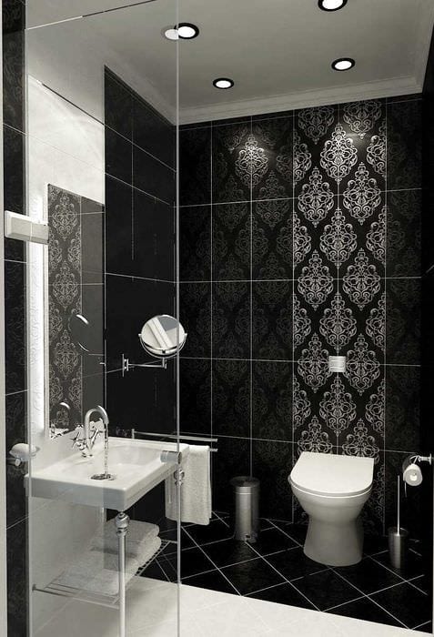 خيار تصميم الحمام الحديث باللونين الأسود والأبيض
