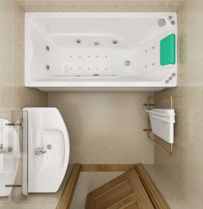 ajatus kauniista kylpyhuoneen sisustuksesta 2,5 neliömetriä