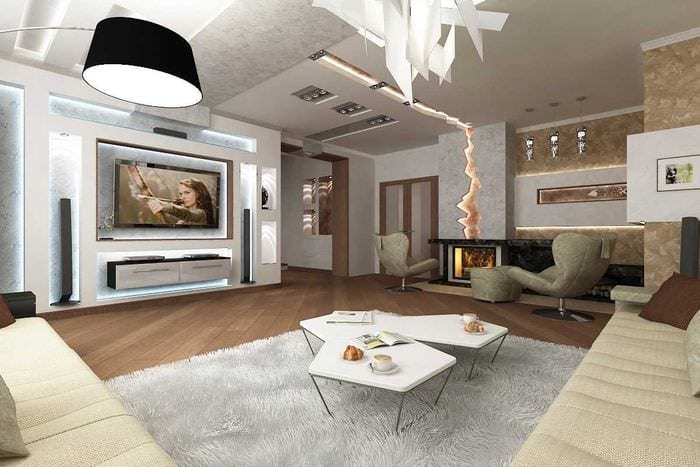 varianta světelného stylu obývacího pokoje v soukromém domě