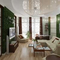 verze světlého interiéru obývacího pokoje na obrázku soukromého domu