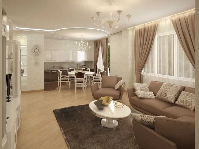 versiune a interiorului luminos al unui living într-o casă privată