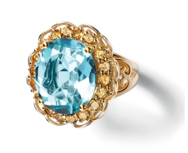 luksus-smykker-dolce-gabbana-guld-ring-klar grøn-peridot-rød-granat-safir-akvamariner