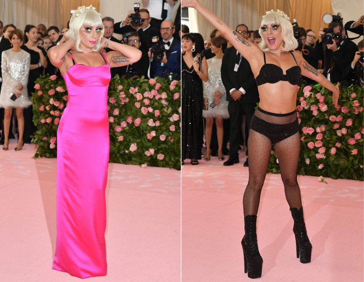 Lady Gaga strimler på det lyserøde tæppe ved Met Gala 2019