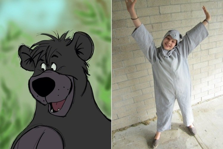 Lav Baloo bjørne kostume selv i grå farve til børn og voksne