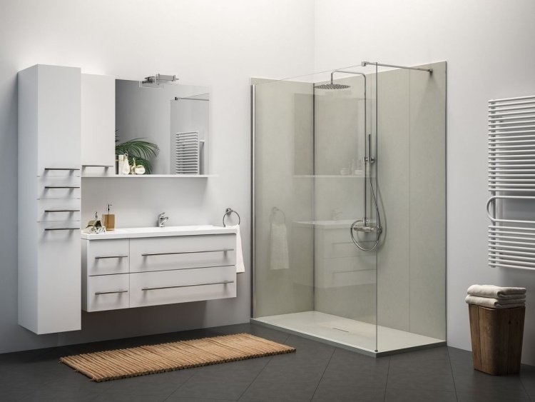 Brusekabine - brusekabine - håndvask - bunddel - hvid - højglans - moderne - enkel - badeværelse