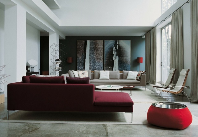 Kirsebærrød sofa design ideer væg design original