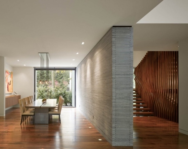 moderne hus hall gulv spisestue træ indvendig trappe