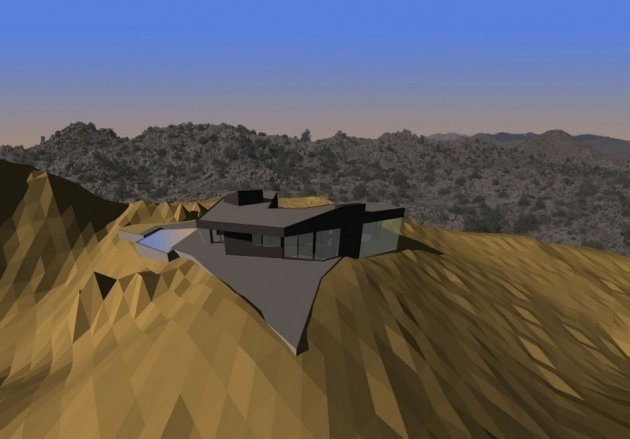 moderne sort hus oller pejic 3d visualisering landskab