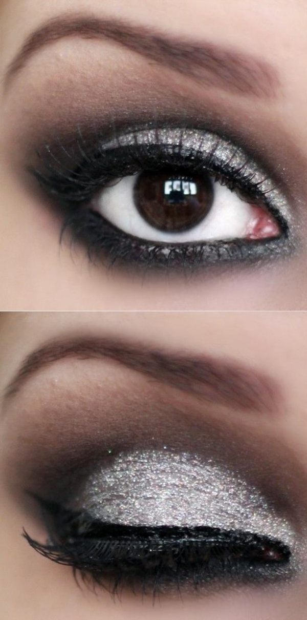 røget-øjne-make-up-sort-eyeliner-glitrende