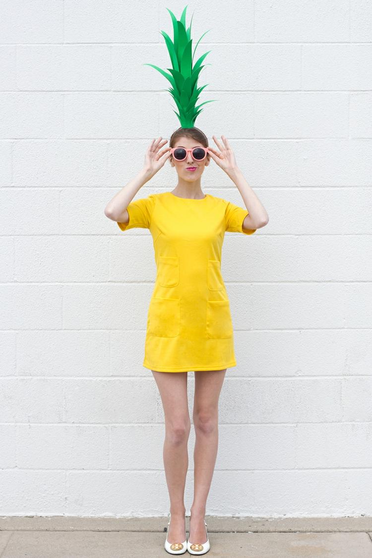 karneval kostumer hurtig ananas gør dig selv idé hovedbeklædning gul kjole