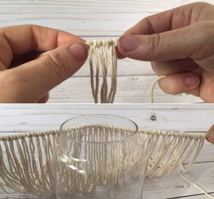 Macrame lanterne Instruktioner til lærket knude lavet af garn