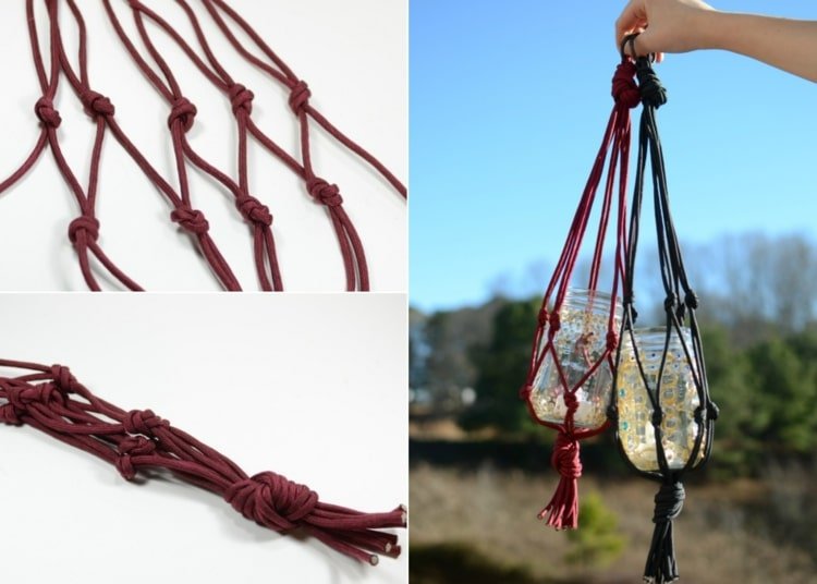 Macrame lanterne instruktioner - binde en knude og læg på med en ring