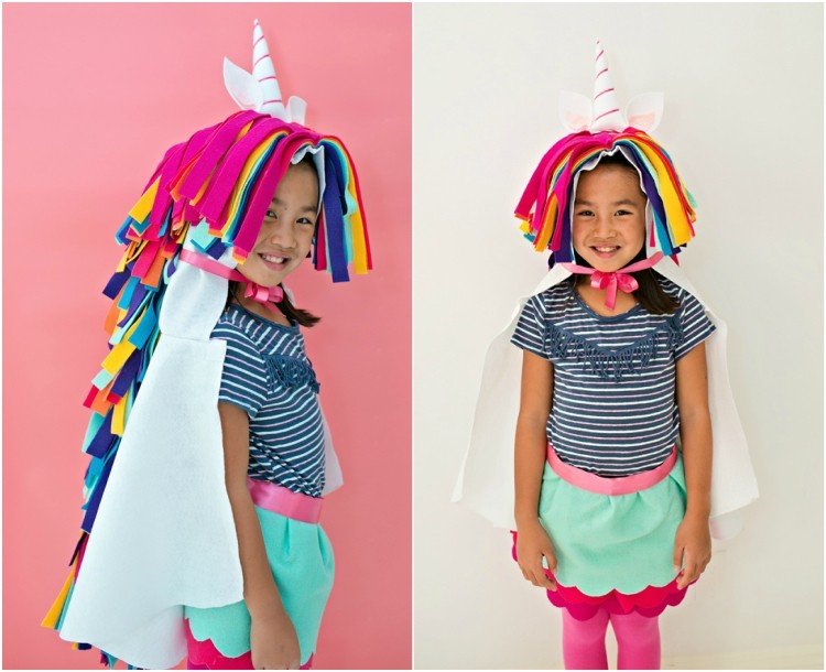 kostume enhjørning barn regnbue filt uden at sy