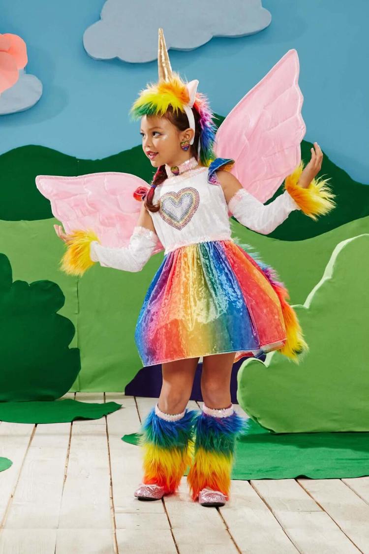 Unicorn kostume barn regnbue vinger