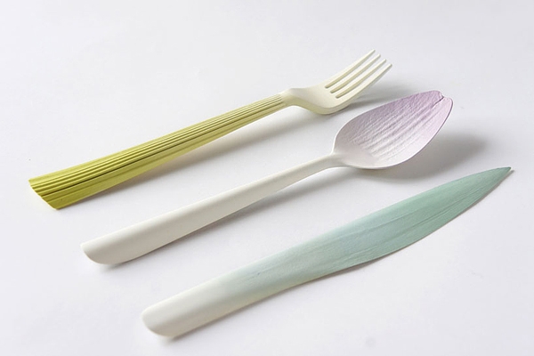 bordservice grøntsager engangs designbestik lavet af bioplast