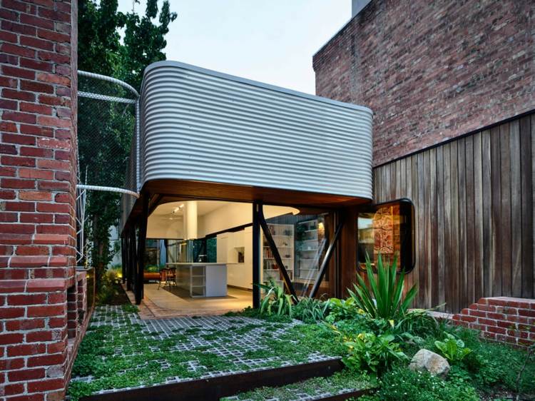 bølgeblik facade king bill house melbourne austin maynard arkitekter indgangssten