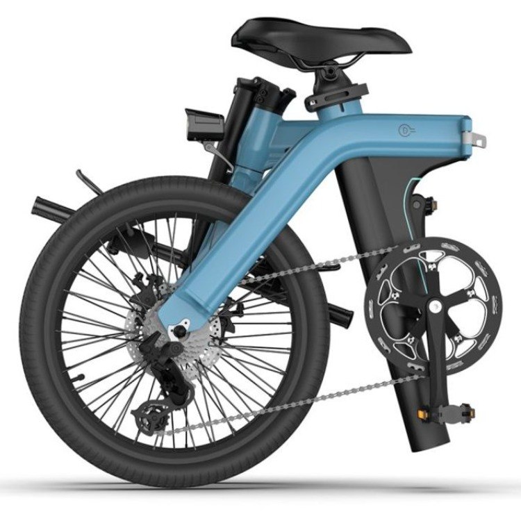 foldet elektrisk foldecykel med aluminiumsstel, der er let at transportere