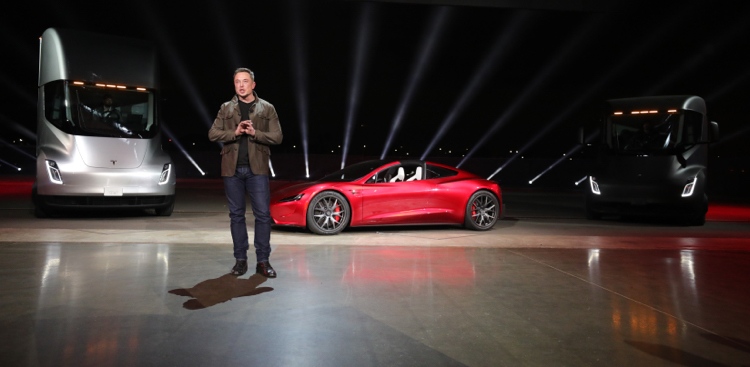 elektrisk sportsvogn tesla roadster lastbil præsentation elon musk