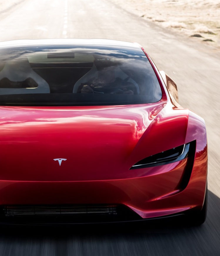 Elektrisk sportsvogn tesla roadster detalje præsentation elektromobilitet