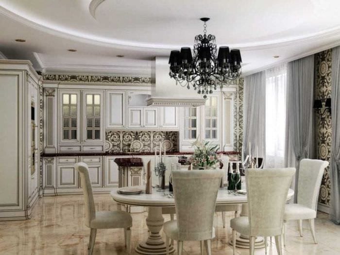 lys design av elitekjøkken i klassisk stil