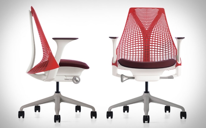 ergonomisk-kontor-stol-SAYL-Herman-Miller-rød-base-sort
