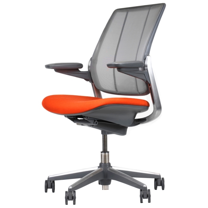 ergonomisk-kontor-stol-rød-sæde-Humanscale-Diffrient-World-Chair