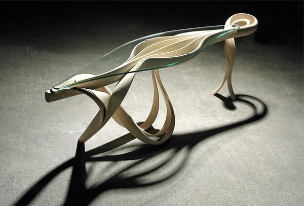 bordglas top designer træmøbler af joseph walsh