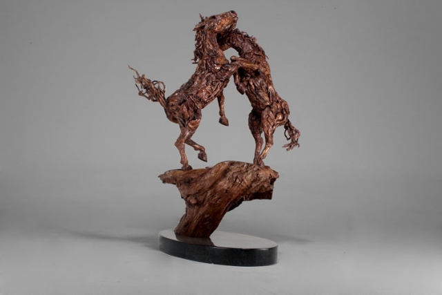 hest kamp illustration moderne skulptur træ Fighting hingste james doran webb