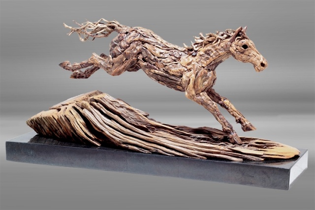 drivved skulptur hest løb moderne kunst james doran webb