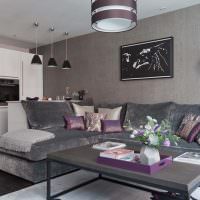 Kuchyňský obývací pokoj v odstínech šedé