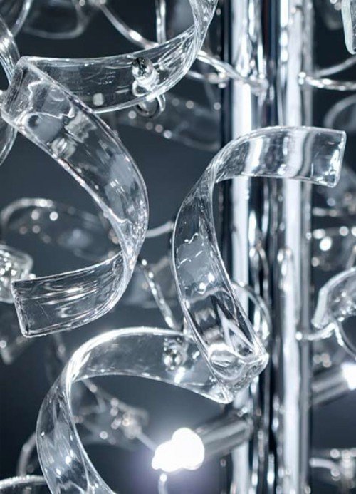 designer gulvlampe af metal lux krøller lavet af krystal