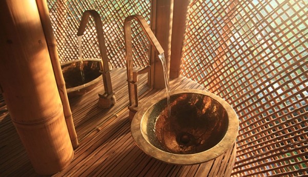 badeværelse i håndvask i bambus