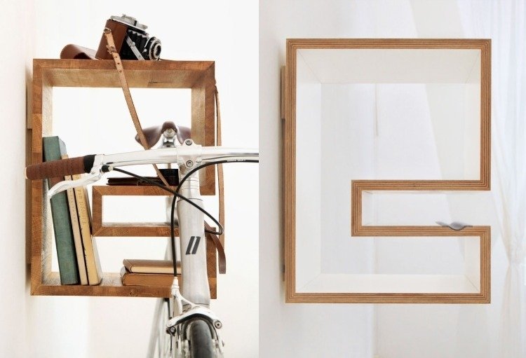 cykelholder-væg-byg-selv-ideer-træ-hylde-væg-hylde-opbevaringsplads-praktisk