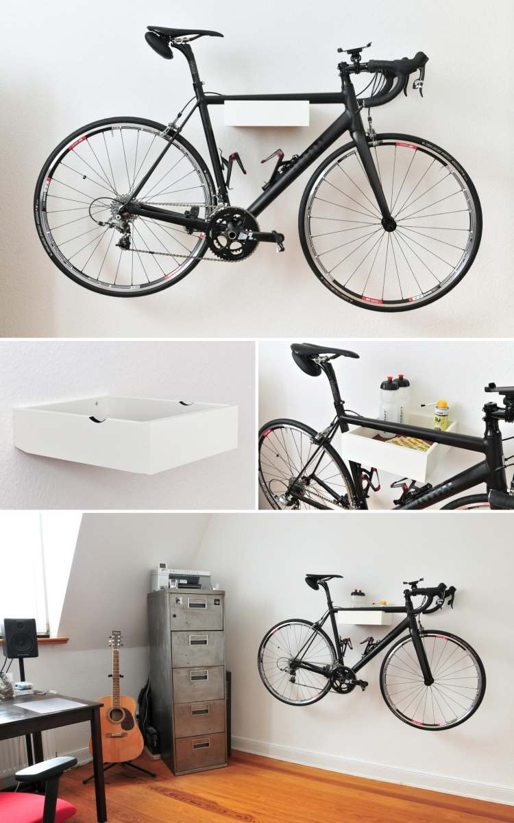 cykelholder-væg-byg-selv-ideer-hvid-rektangulær-opbevaring-hylde-sort