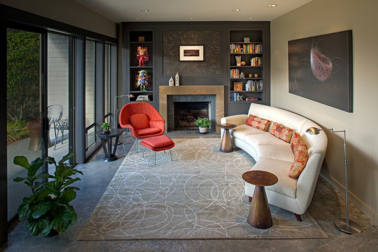 Farve stue antracitgrå lysegrøn orange sofa