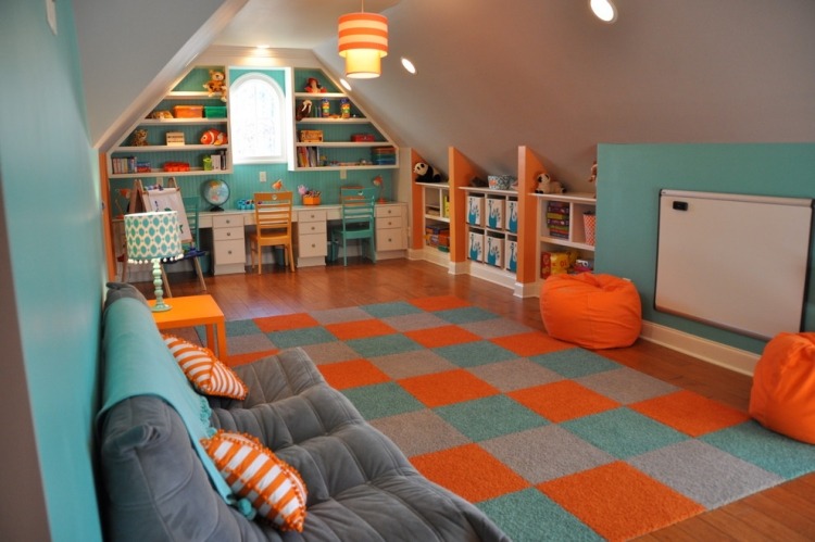 farver-børneværelse-lyseblå-turkis-orange-kombination