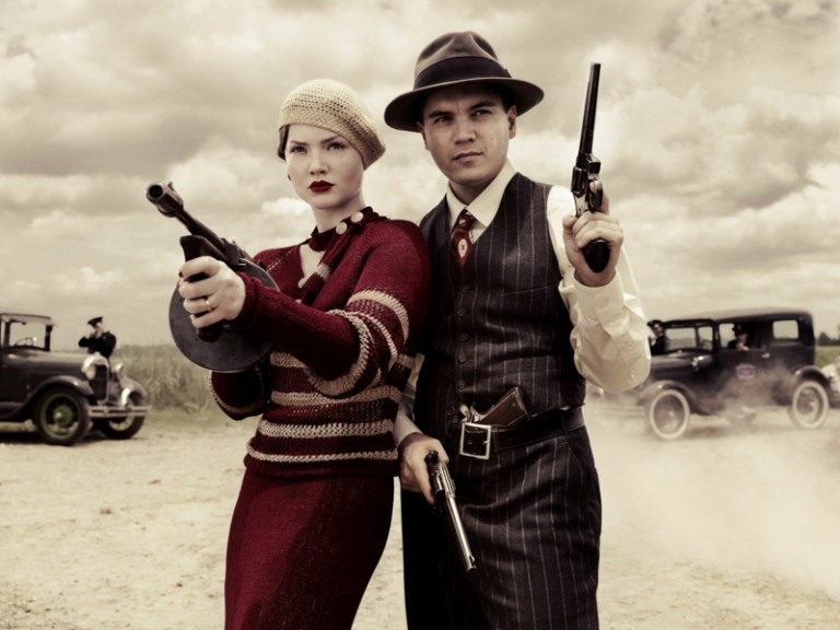 karneval kostume bonnie clyde pistol pinstripe retro look