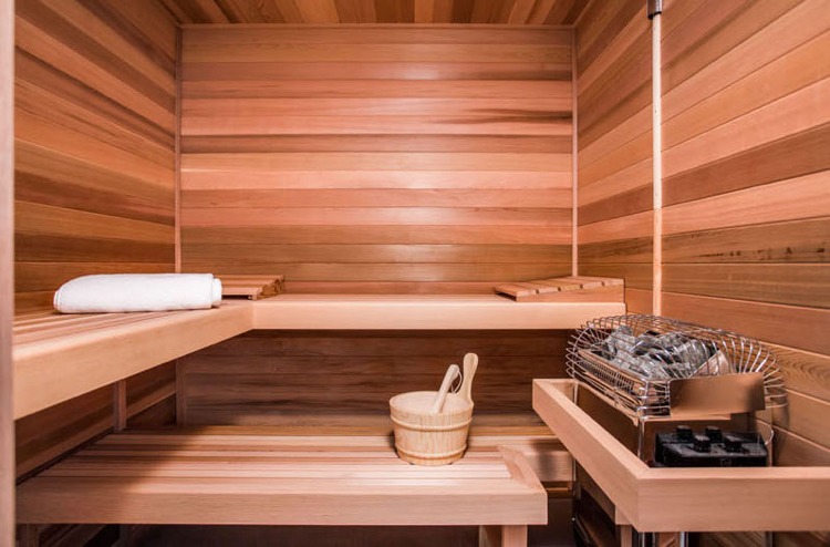 Sauna træpaneler luksus wellness spa lejlighed