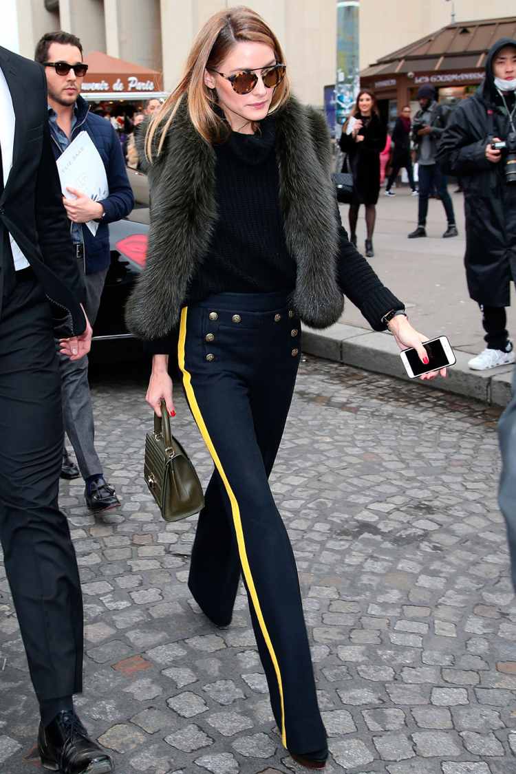 pelsvest kvinder stil mode grå sort elegant olivia palermo