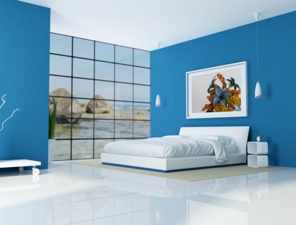 Blue sky væg indretning soveværelse