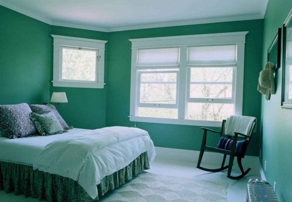 Soveværelse-i-grøn-kantede vægge