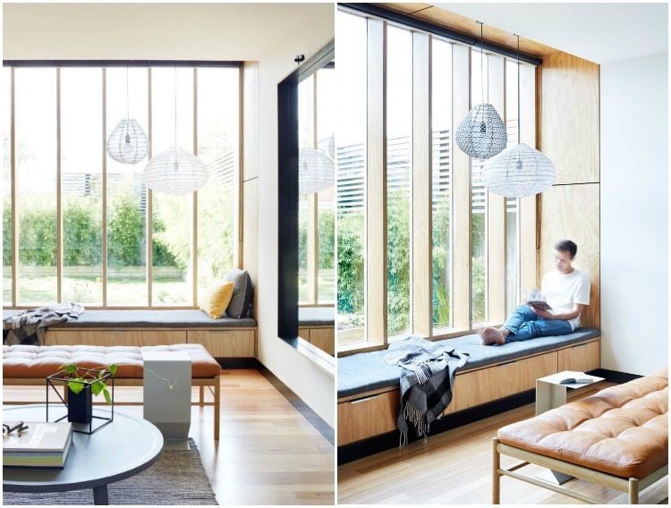 vindueskarm-siddende-moderne-vindues-sæde-træ-lampe-vægbeklædning